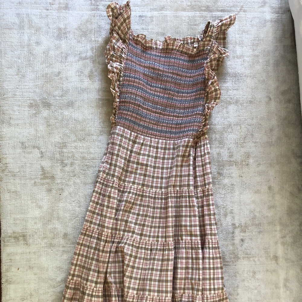 Doen Plaid Smocked Maxi Dress Size S